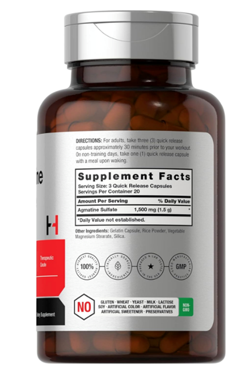 Horbäach Agmatine Sulfate 1500mg  60 Capsules  Pharmaceutical Grade  Non-GMO, Gluten Free.3832