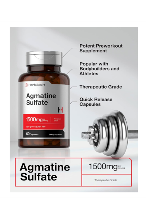 Horbäach Agmatine Sulfate 1500mg  60 Capsules  Pharmaceutical Grade  Non-GMO, Gluten Free.3832