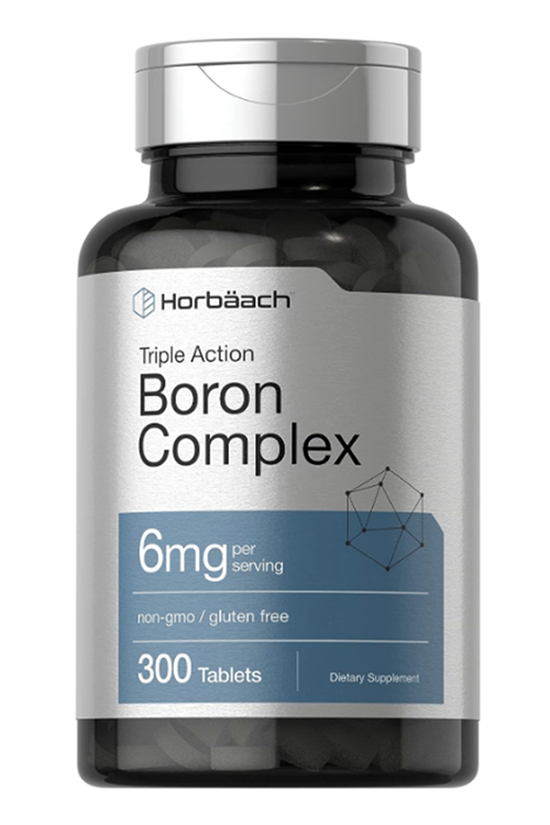 Horbäach Triple Boron Complex 6 mg  300 Vegi Tablet, Triple Action Boron Citrate, Boron Glycinate, Boron Asparate.Usa Menşei.37.