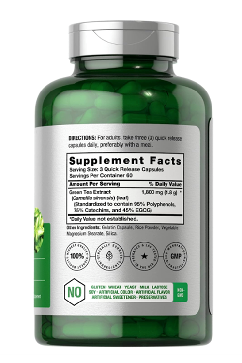 Horbäach EGCG Green Tea Extract  180 Capsul Max Potency Non-GMO & Gluten Free.Abd Menşei.44.