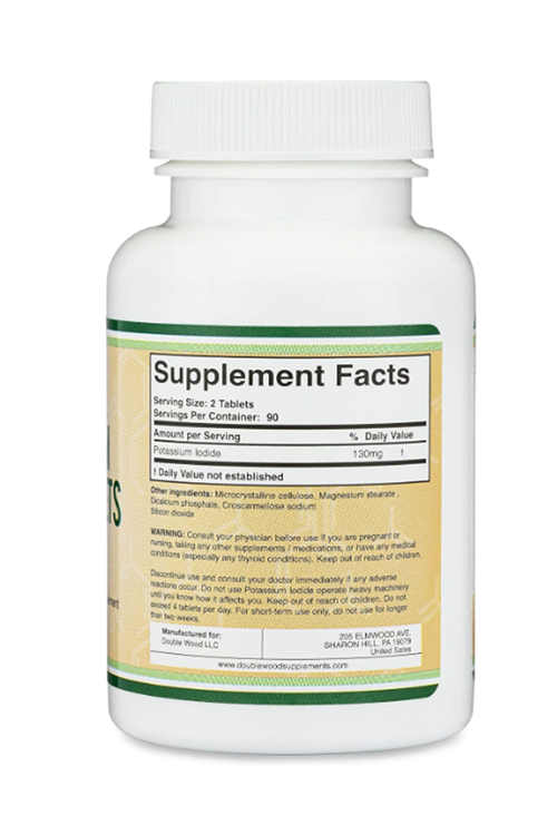 Double Wood Potassium Iodide 130mg Tablets - Emergency Use for Exposure - 180 Tablet, 3 Aylık Tedarik.3934