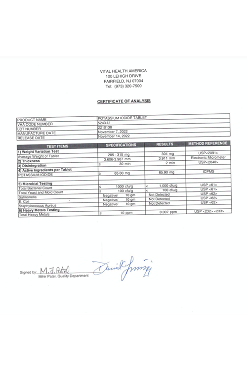 Double Wood Potassium Iodide 130mg Tablets - Emergency Use for Exposure - 180 Tablet, 3 Aylık Tedarik.3934