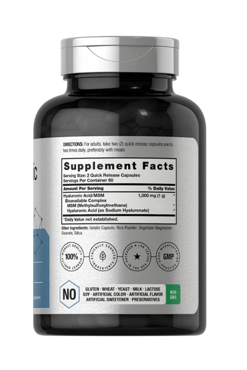 Horbäach Hyaluronic Acid with MSM  1000mg  120 Capsul.Abd Menşei.4037