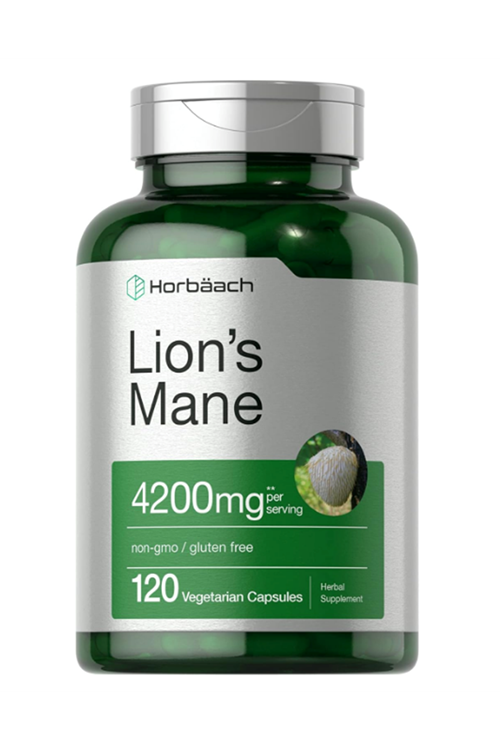 Horbäach Lions Mane Mushroom Extract  4200mg  120 Capsul Vegetarian Non-GMO Gluten Free. Usa Menşei. 4147.