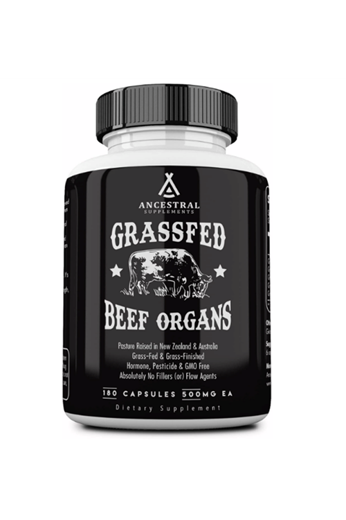 Ancestral Supplements Grass Fed Beef Organs (Desiccated) Liver,Heart,Kidney,Pancreas,Spleen 180 Capsul.Usa Menşei.4060