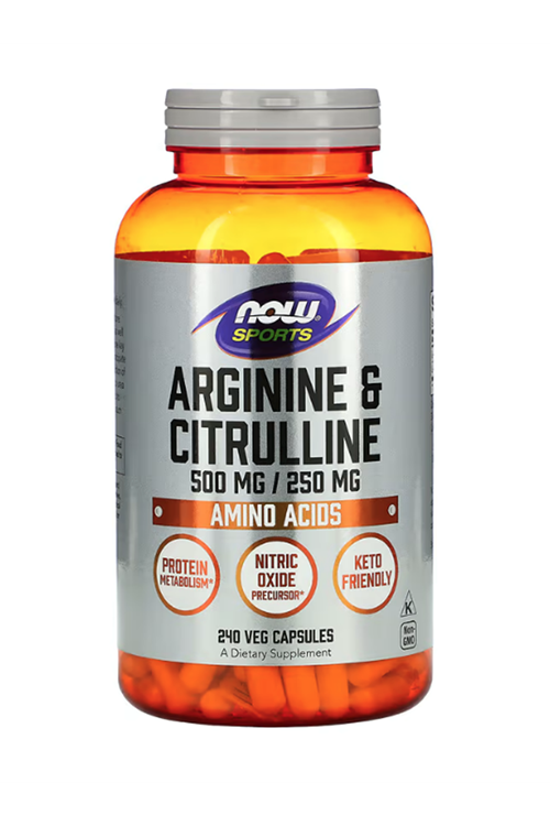 NOW Foods Sports Arginine  Citrulline 750mg 240 Veg Capsul.Abd Menşei.3956
