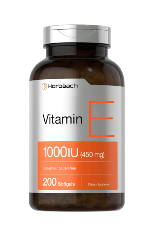 Horbäach Vitamin E 1000 IU 200 Softgel  Non-GMO, Gluten Free, Preservative Free  Vitamin E Oil. ABD MENŞEİ.3945