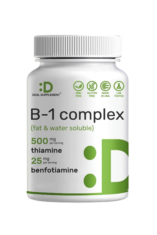 DEAL SUPPLEMENT Vitamin B1 500mg with Benfotiamine, 240 Capsul – 2 in 1 E.nhanced Formula – Fat & Water Soluble Thiamine B1 Non-GMO, No Gluten.3949.