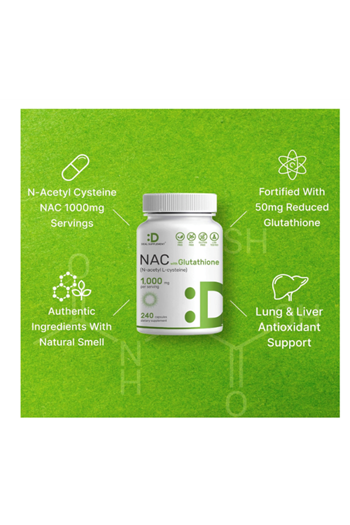 DEAL SUPPLEMENT N.A.C (N-Acetyl Cysteine) 1000mg  Reduced Glutathione 240*Capsul.Usa Menşei.42.