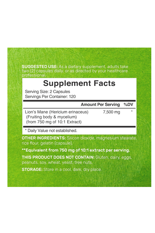 DEAL SUPPLEMENT Lions Mane Mushroom  7500mg   240 Capsules – Active Fruiting Body  Mycelium 10:1 Extract – Natural Brain Nootropic  Immune Booster – Non-GMO. 46