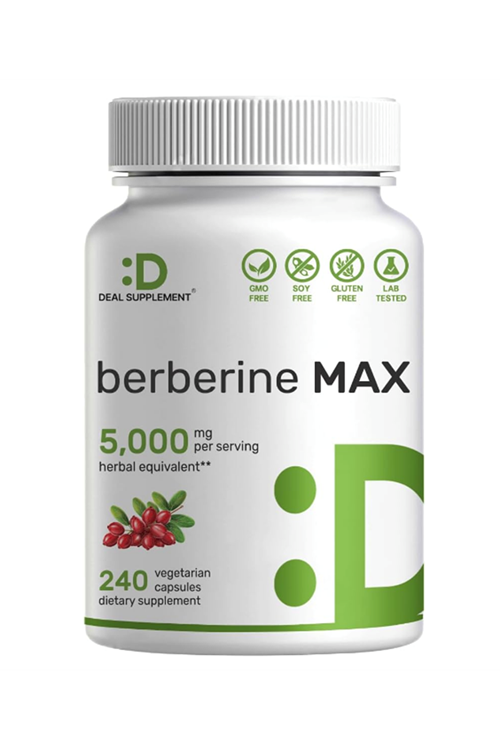 DEAL SUPPLEMENT Berberine Max  5000mg  240 Veggie Capsul – 97% Pure Berberine HCL – 25:1 Root Extract .ABD MENŞEİ.4054