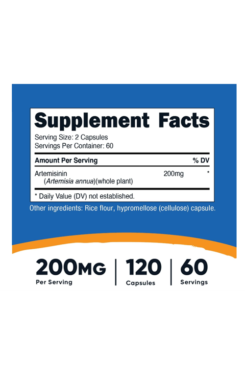 Nutricost Artemisinin 200mg, 120 Vegetarian Capsules - Non-GMO, Gluten Free, 60 Servings.Abde Menşei.4140.