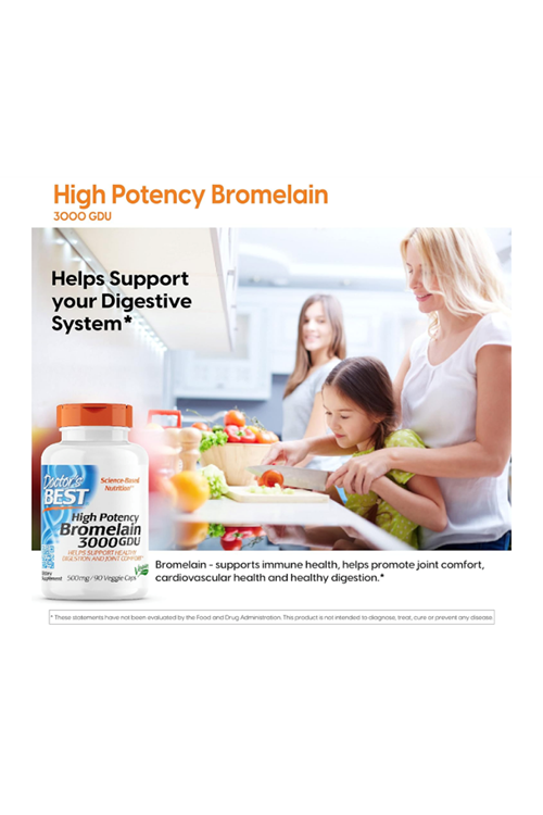 Doctor's Best 3000 GDU Bromelain Proteolytic Digestive Enzymes, Supports Healthy, Joint Health, Nutrient Absorption, 500 mg, 90 Capsul.52.