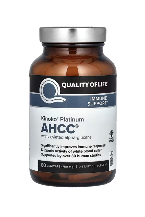 QUAlITY OF LIFE,  Kinoko Platinum AHCC 750mg 60 Vegie Capsul.Abd Menşei.102.