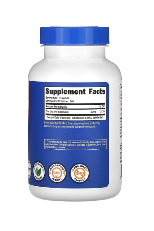 Nutricost, Zinc Picolinate, 30 mg, 240 Capsul. Usa 3838