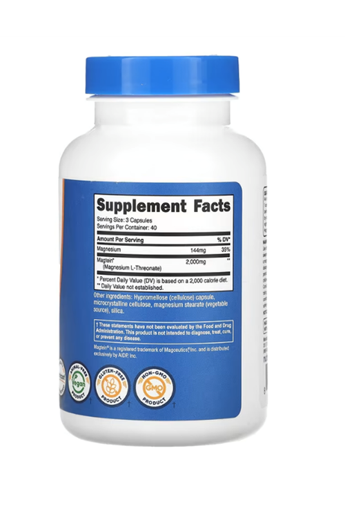 Nutricost Magtein Magnesium L-Threonate  2000mg 120 Capsul.Usa Version.Abd Menşei 4162