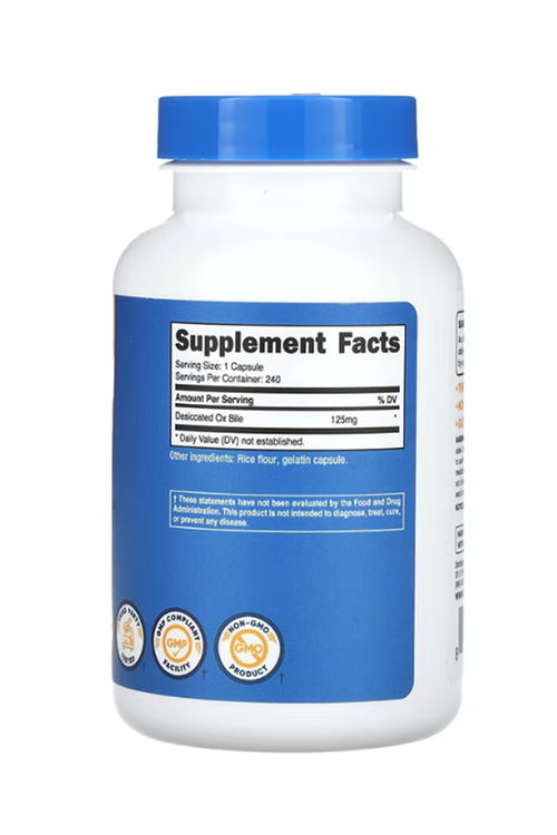 Nutricost Ox Bile  125 mg  240 Capsul. USA Menşei.Abd Menşei.41.
