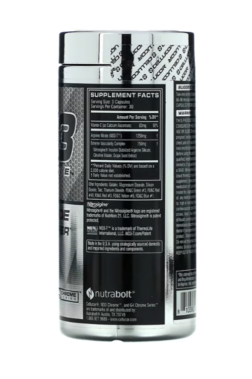 Cellucor, NO3 Chrome, Nitric Oxide Pump Amplifier, 90 Capsules. Usa Menşei.60