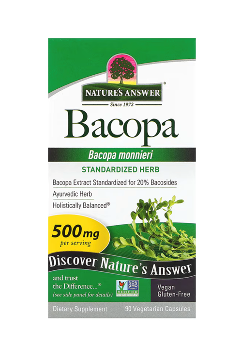Nature's Answer  Bacopa  500mg  90 Vegetarian Capsul.Usa Menşei.45.