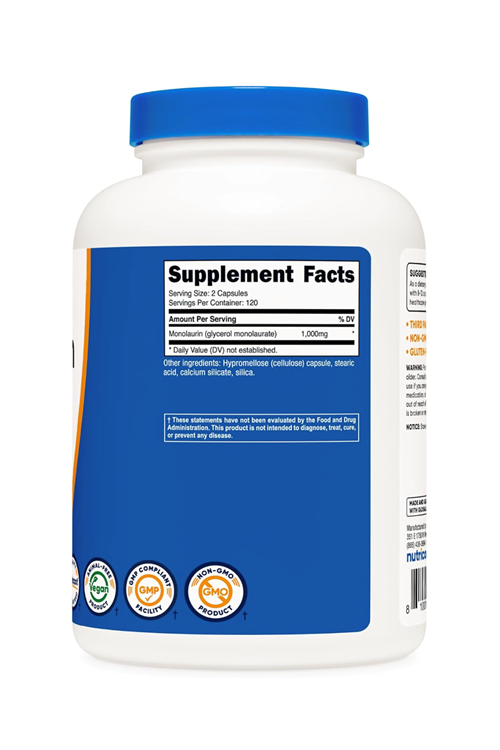 Nutricost Monolaurin 1000 mg  240 Capsul. Abd Menşei 4137