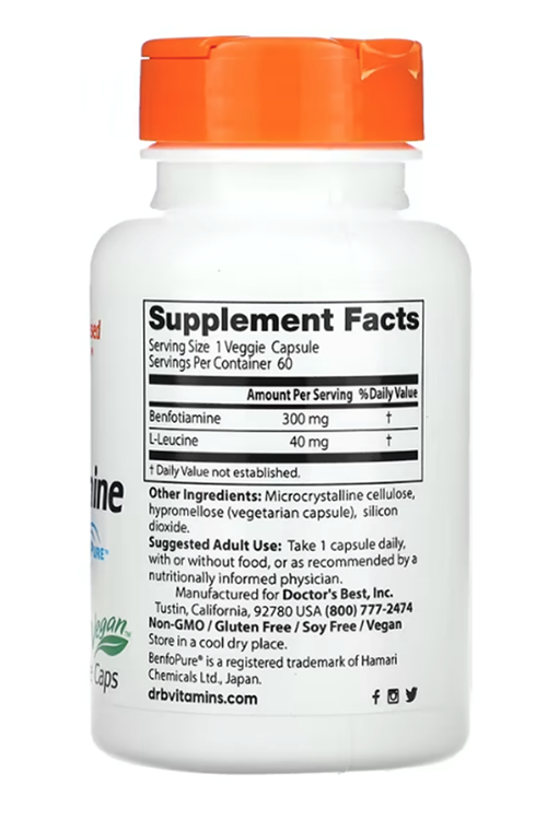 Doctor's Best, Benfotiamine with BenfoPure, 300mg, 60 Veg Caps.3839