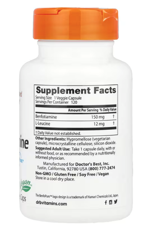 Doctor's Best Benfotiamine 150 with BenfoPure 150 mg 120 Veggie Capsul.4045
