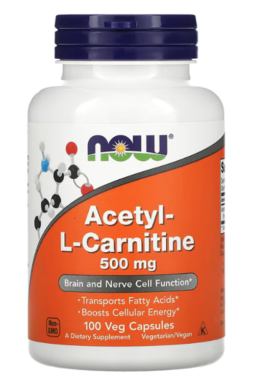 NOW Acetyl-L-Carnitine  500 mg  100 Veg Capsul. USA.4046