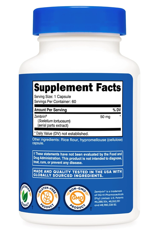 Nutricost Sceletium Zembrin Calm-Z with Zembrin 50mg 60 Capsul ,USA MENŞEİ.50.