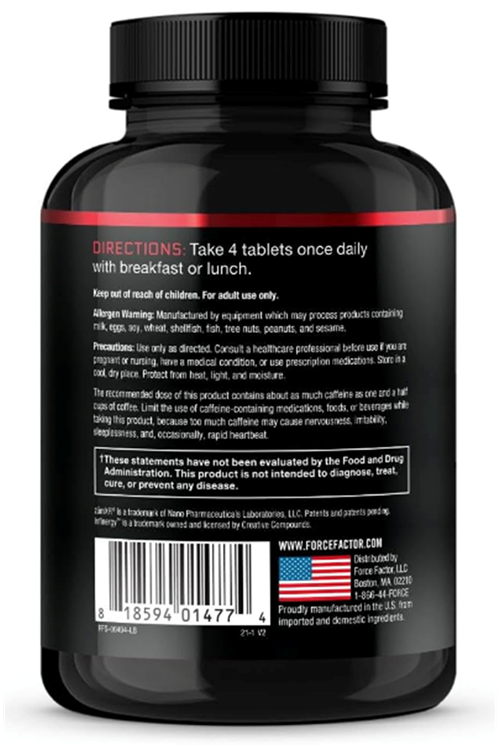 Force Factor Test X180 Boost Male Testosterone Booster 120 Tablet.Usa Menşei.3947.