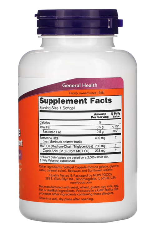 NOW Foods, Berberine Glucose Support, 90 Softgels.ABD MENŞEİ.4046