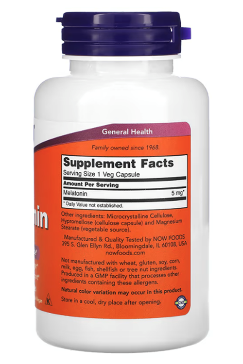 Now Foods, Mela/tonin, 5 mg, 180 Veg Capsul. Usa Menşei.3940.