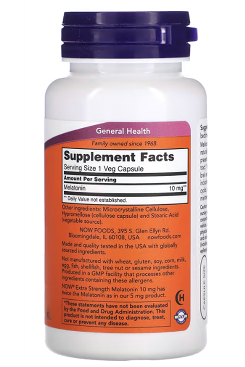 NOW Mela/tonin 10mg  100 Veg Capsul.Usa Menşei. 4038.