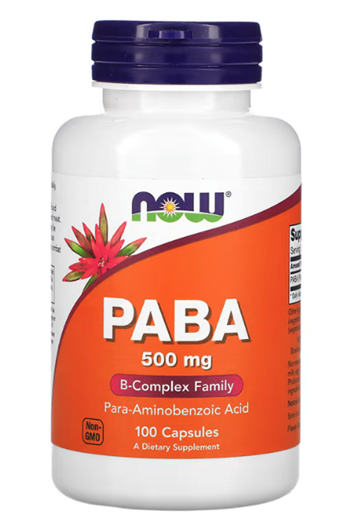 Now Foods, PABA, 500 mg, 100 Capsules. USA Menşei.29.