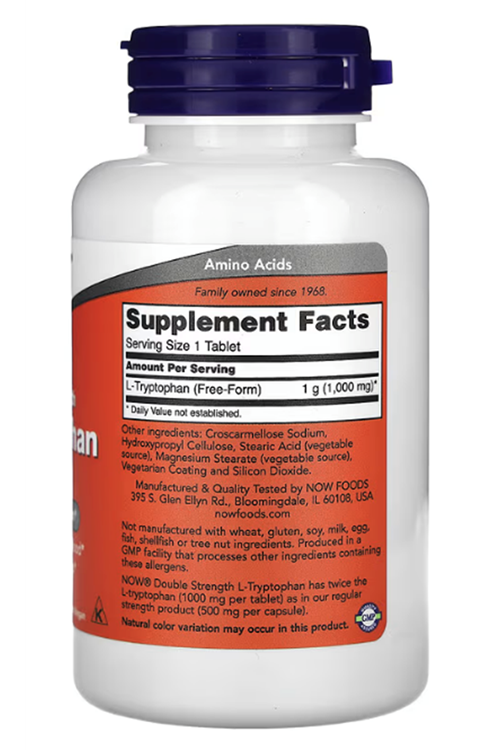 NOW Foods, L-Tryptophan, Double Strength, 1,000 mg, 60 Tablet.Usa Menşei.4047.