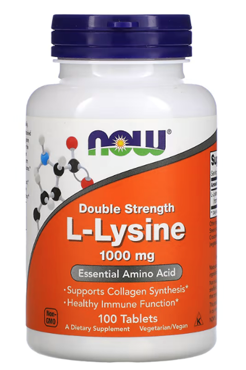 NOW Foods, Double Strength L-Lysine, 1,000 mg, 100 Tablet. Usa Menşei.30.