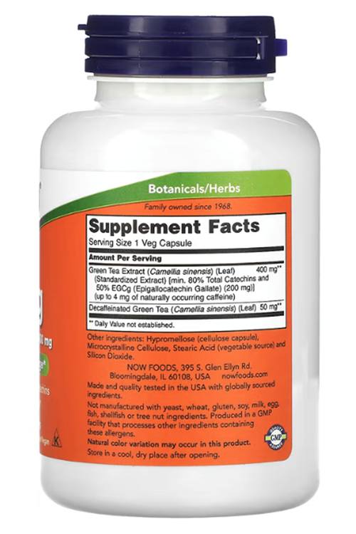 Now Foods, EGCg, Green Tea Extract, 400 mg, 180 Veg Capsul. Usa Menşei.45.