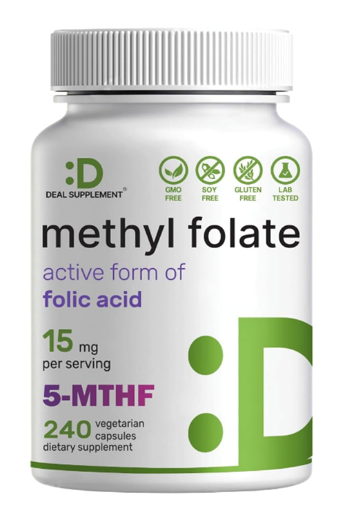 DEAL SUPPLEMENT L Methylfolate 15mg  240 Veggie Capsul – Active Folic Acid Form (5-MTHF), Bioavailable Methylated Folate – Prenatal, Energy, Brain Support.Usa Menşei.4146