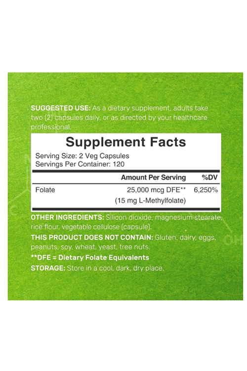 DEAL SUPPLEMENT L Methylfolate 15mg  240 Veggie Capsul – Active Folic Acid Form (5-MTHF), Bioavailable Methylated Folate – Prenatal, Energy, Brain Support.Usa Menşei.4146
