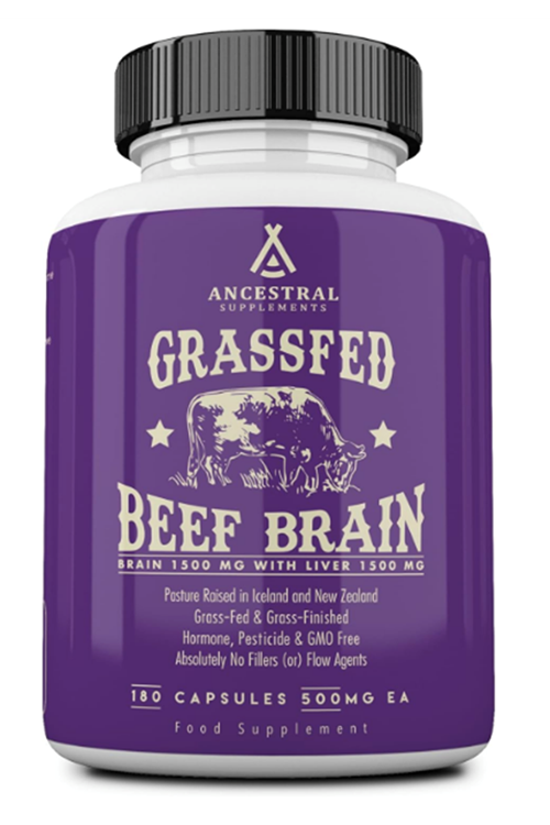 Ancestral Supplements Grass Fed Beef Brain with Beef Liver 3000MG 180 Capsul. Usa Menşei.78.