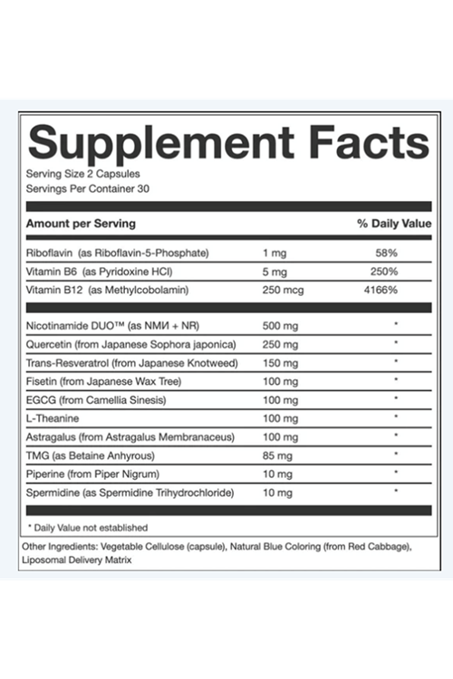 PERPETUA.LIFE  Anti-Aging  NAD+ Complex AEON with Nicotinamide DUO™, Fisetin, Quercetin, Resveratrol, TMG, Spermidine, Astragalus, L-Theanine 60 Capsul.ABD Menşei.77.