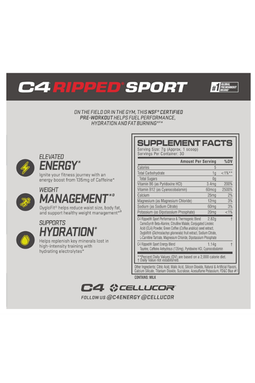 Cellucor C4 Ripped Sport Pre Workout Weight Loss - 30 Servis.Usa Menşei.3849.
