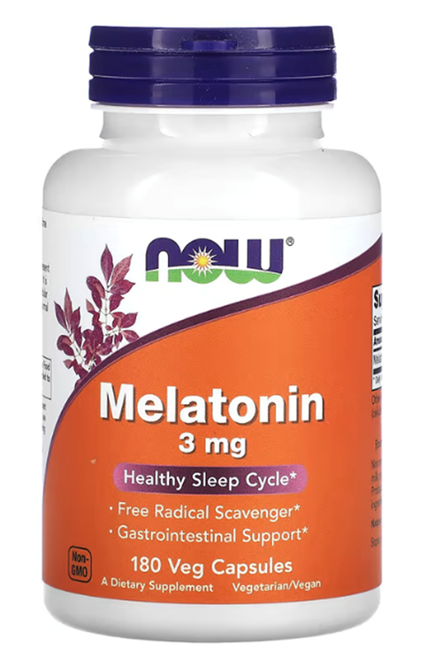 NOW Foods Mela tonın 3 mg 180 Veg Capsul. Usa Menşei.3930.