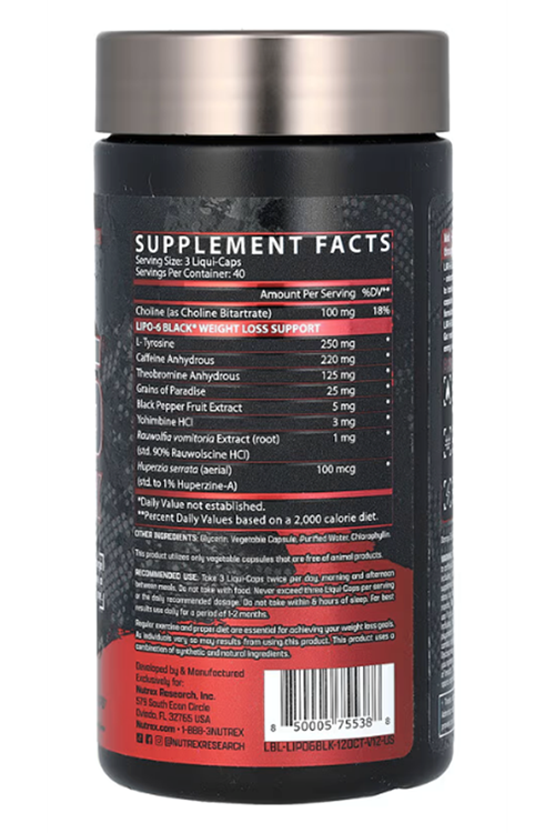 Nutrex LIPO-6 Black 120 Capsul.Usa Menşei. 3744