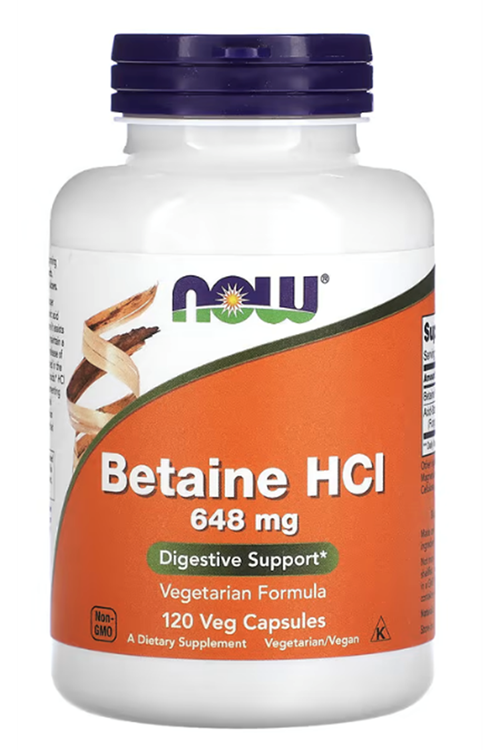 NOW Betaine HCL 648 mg 120 Veggie Capsul. USA Menşei. 41.