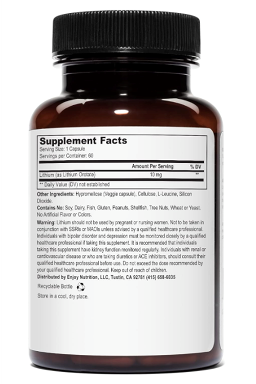 Weyland Brain Nutrition: Lithium Orotate 10mg  60 Veg Capsul.Usa Menşei. 3940