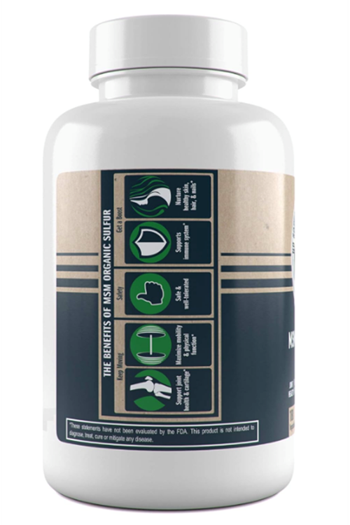 Organic Sulfur Supplement MSM Organic Sulfur 500mg 180 Vegetable Capsul.Usa Menşei.47.