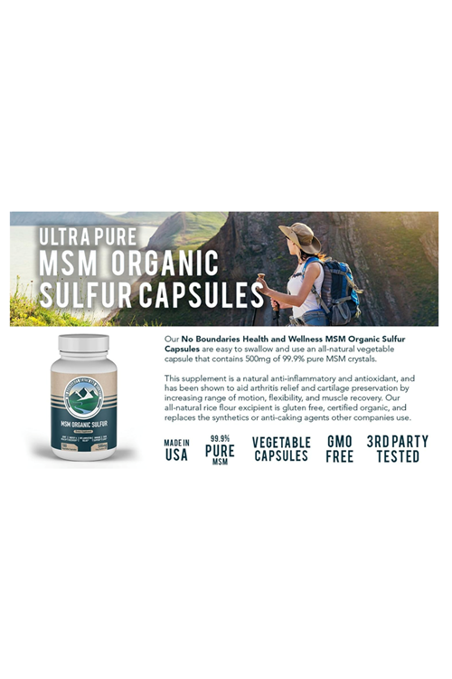 Organic Sulfur Supplement MSM Organic Sulfur 500mg 180 Vegetable Capsul.Usa Menşei.3947