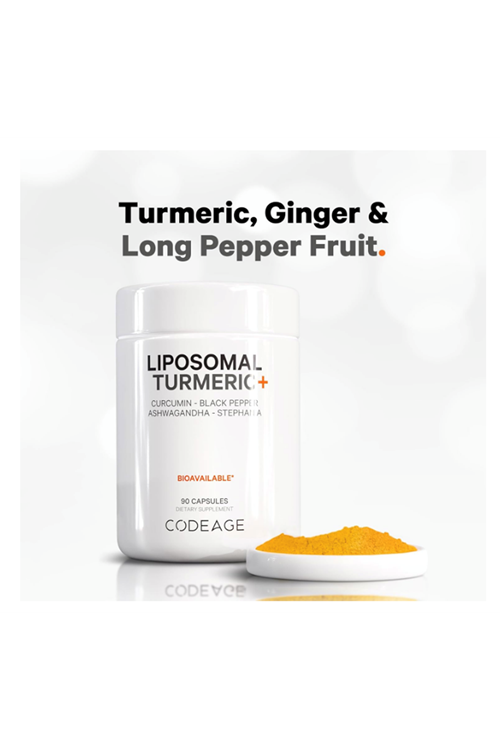 Liposomal Turmeric - 95% Curcumin Extrat Fermented Botanical Blend Black Pepper, Asvaganda, Ginger, Stephania, Boswelia, Cumin, Digestive Bitters - 90 Capsul.Usa Menşei. 3944