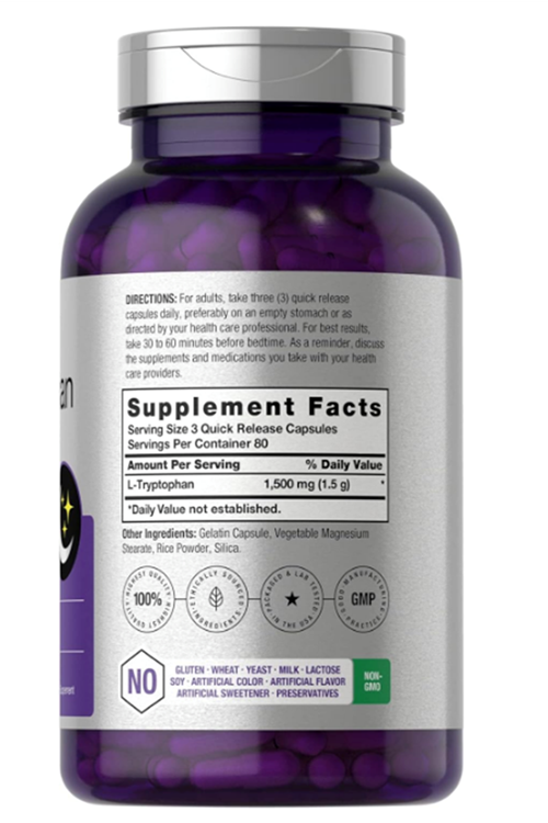 Horbäach  L Tryptophan 1500mg  240 Capsul. Usa Menşei. 4047