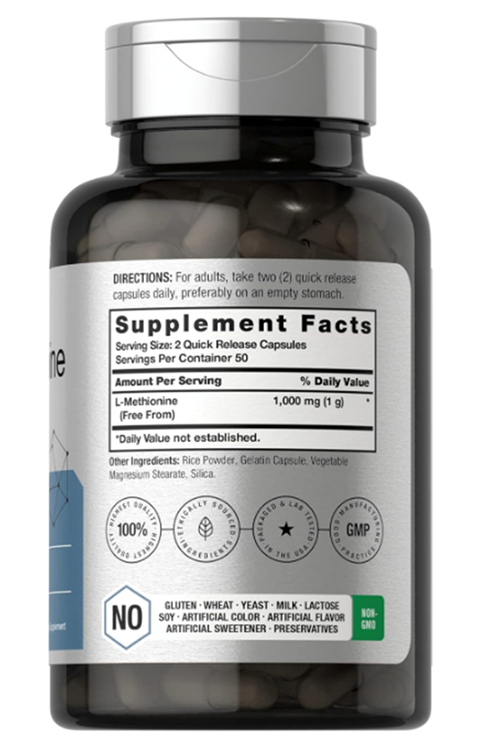 Horbäach  L-Methionine 1000mg  100 Capsul.Quick Release Capsules Usa Menşei. 3933